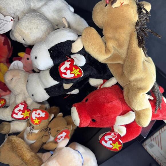 Ty Beanie Babies Farm Animal Bundle Cow Pig Sheep Horse Lot w/ Tags - Picture 3 of 3